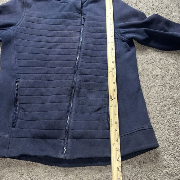 LULULEMON Womens BE TRUE Quilted Asymmetrical Zip Jacket NAVY BLUE size 6 - Picture 4 of 8